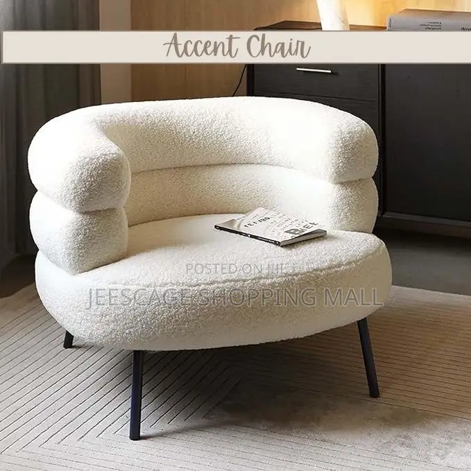 Modern Roly Poly Barrel Accent Chair With Textured Fabric