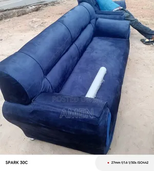 Blue Fabric Sofa Set