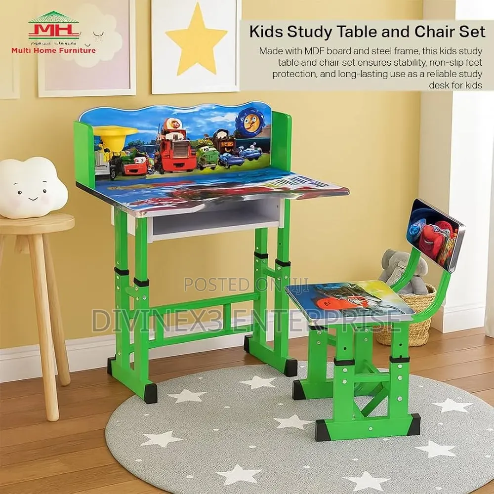 Adjustable Kids Study Table Chair Set