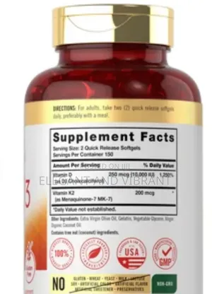 Vitamin (MK-7) Plus 250 MCG (10,000 IU) Vitamin D3