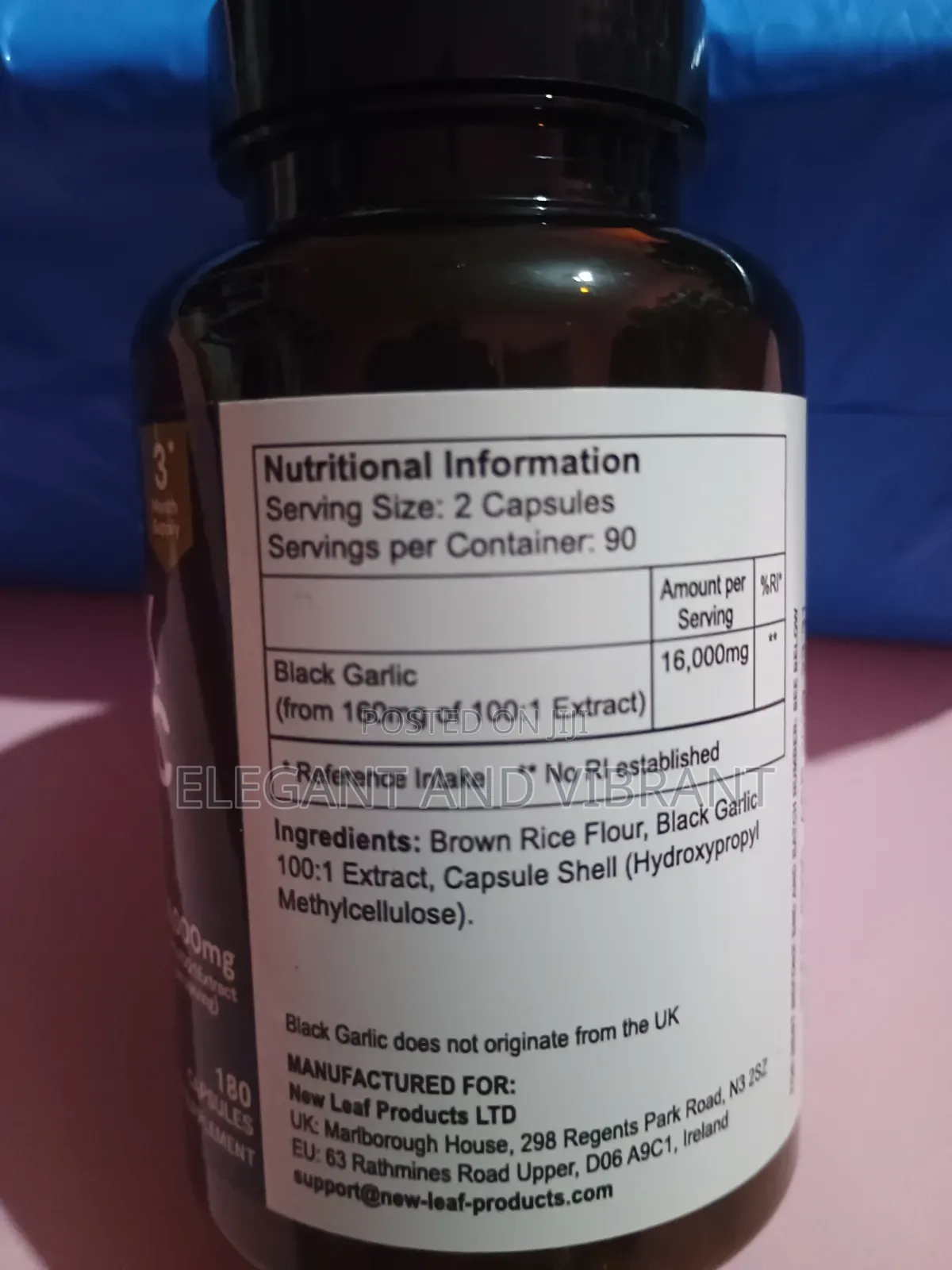 Black Garlic Capsules + Naturally Occurring SAC Polyphenols,180 Caps
