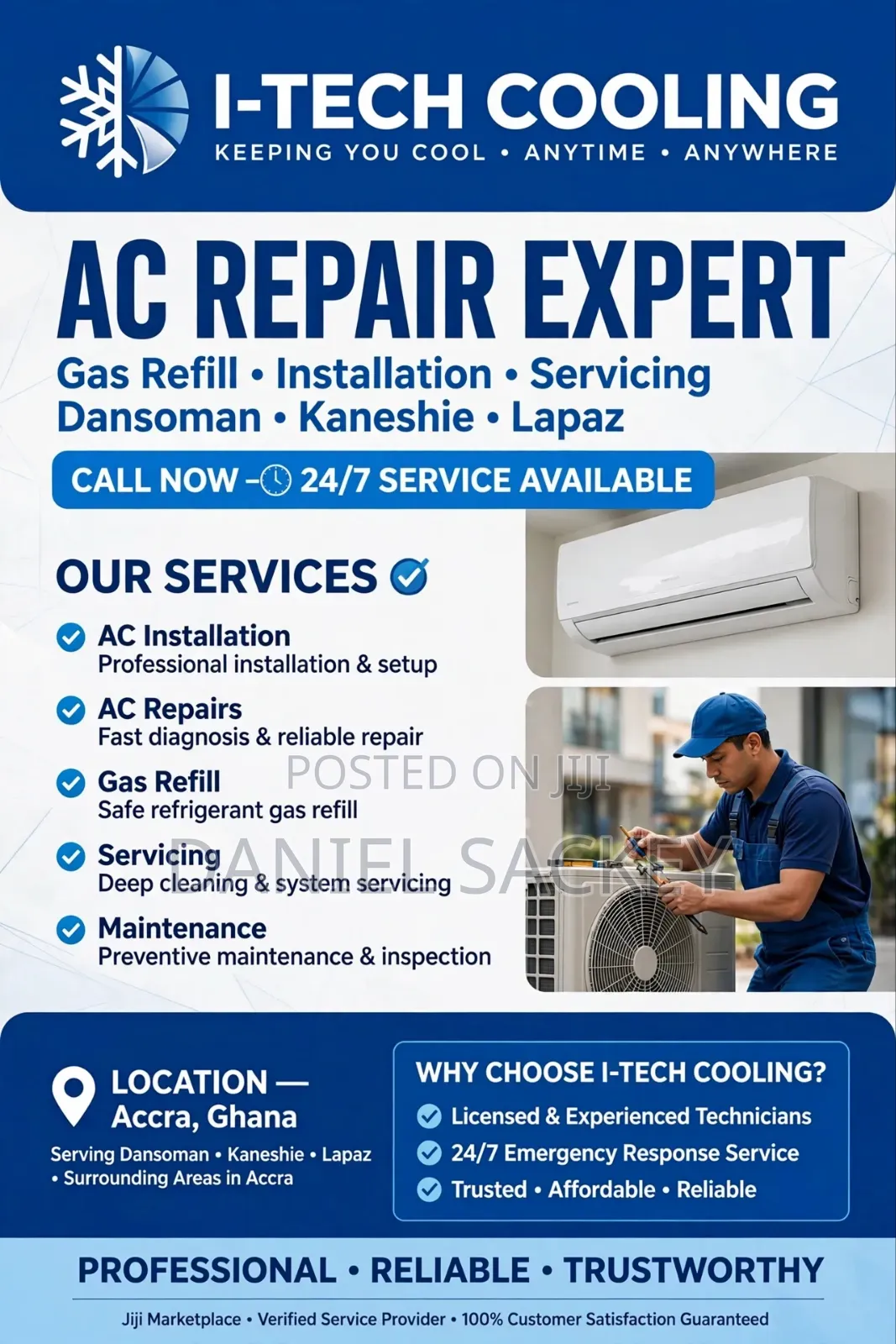 AC REPAIR EXPERT - Gas Refill, Installation, Servicing 24/7