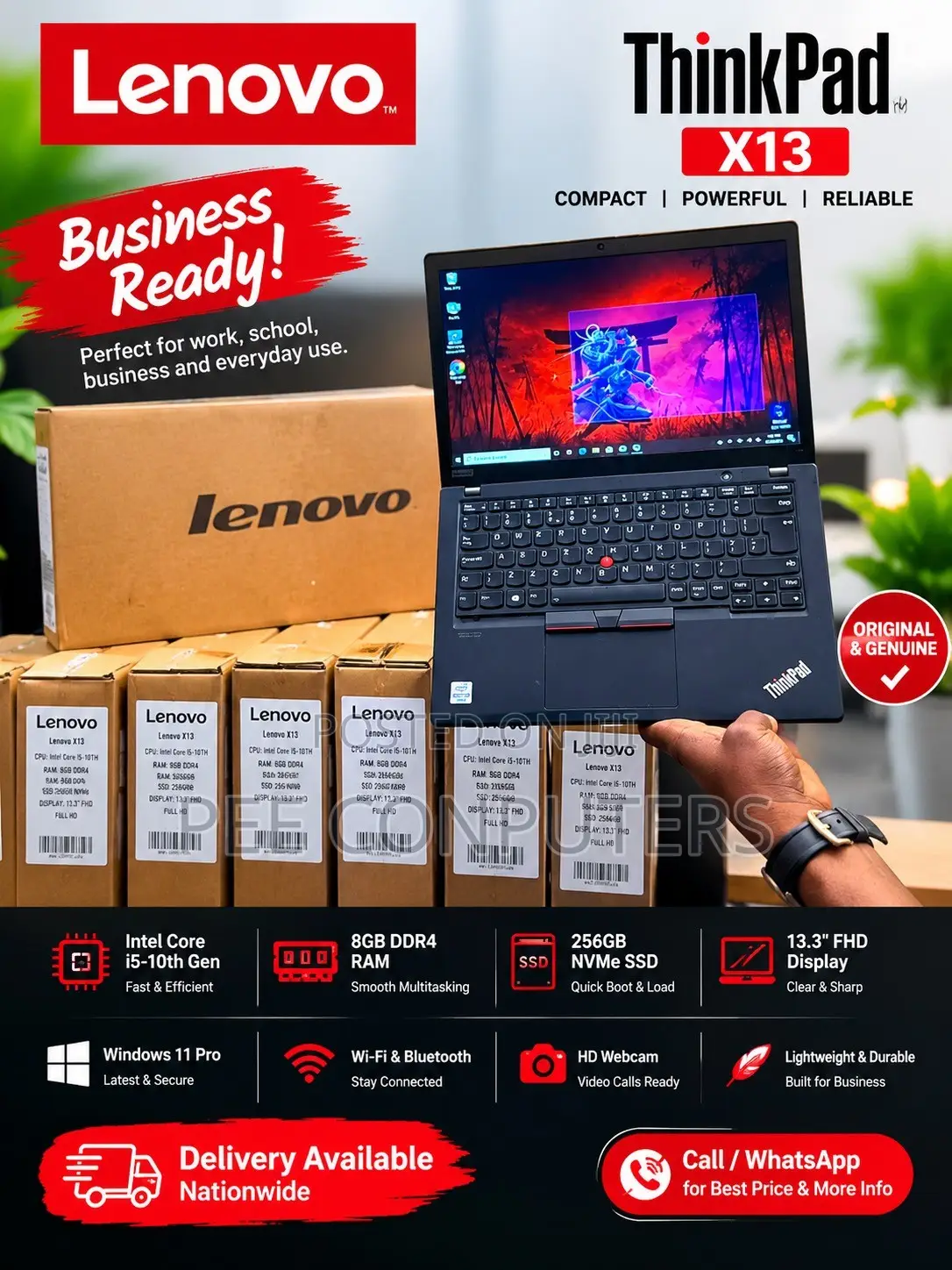 New Laptop Lenovo ThinkPad X13 Gen 2 16GB Intel Core i5 SSD 256GB