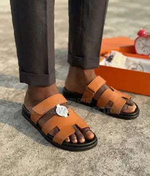 Hermès Chypre Slide Leather Sandals Brown