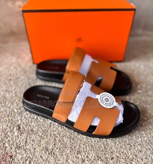 Hermès Chypre Slide Leather Sandals Brown