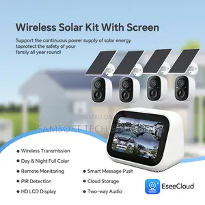 Eseecloud 1-to-4 Solar Camera Set With Screen