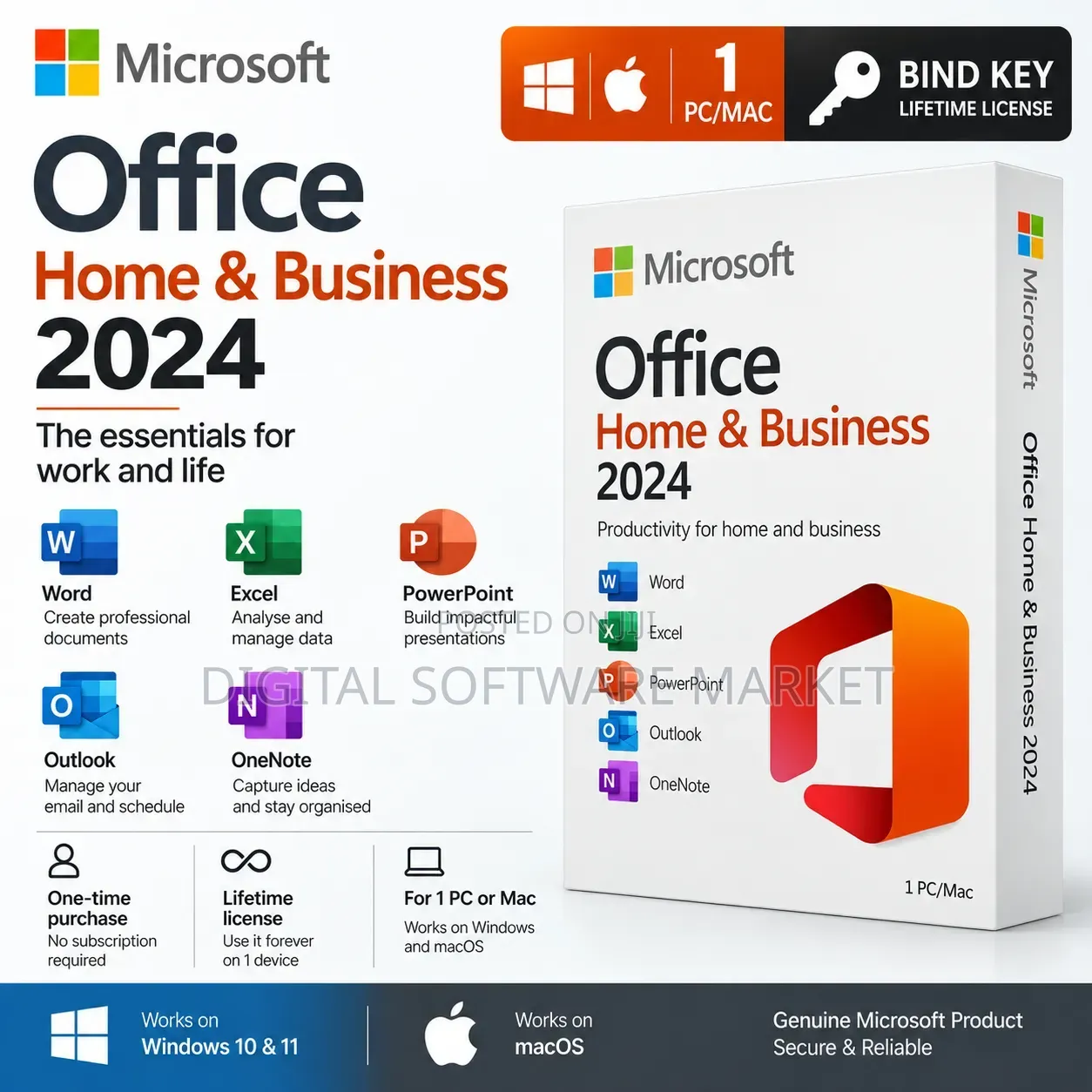 Microsoft Office Home Business 2024 Bind Key – 1 PC/Mac