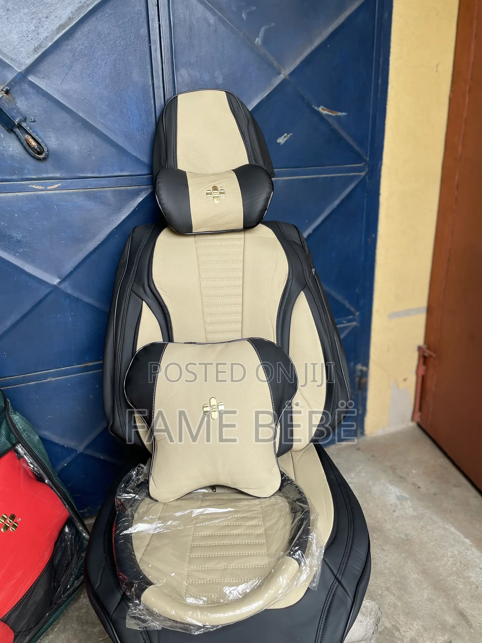 Luxury Beige Black Executive Seat Cover — Full Set