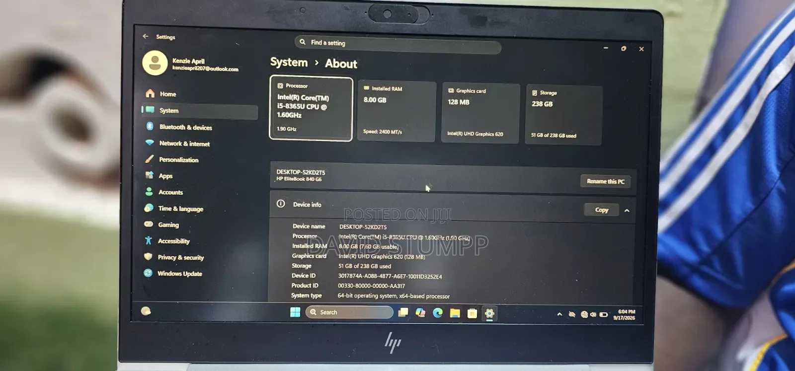 Laptop HP EliteBook 840 G6 8GB Intel Core i5 SSD 256GB