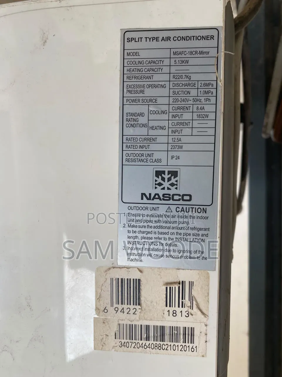 Nacso Mirror AC 1.5hp Msafc-18cr