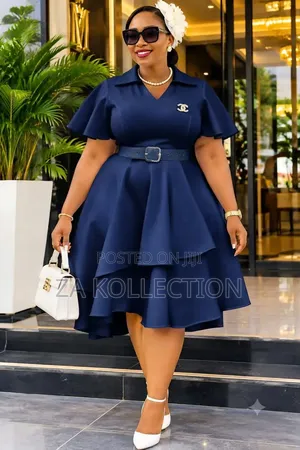 Ladies Buttoned High Waist Office Dress