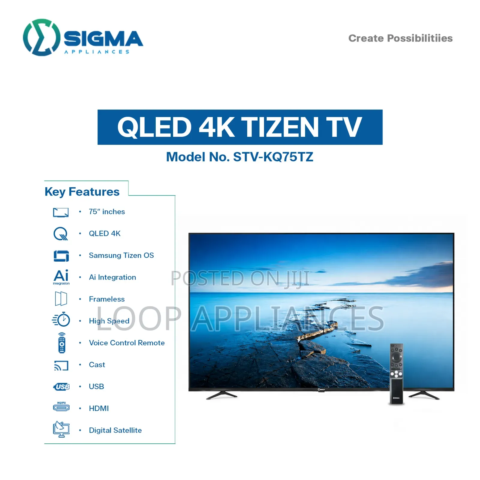 Sigma 75 Inch Smart Qled Tizen Os STV-Kq75tz TV