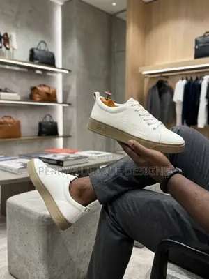 BOSS Men's Smart Casual Low-Top Perforated Leather Sneakers