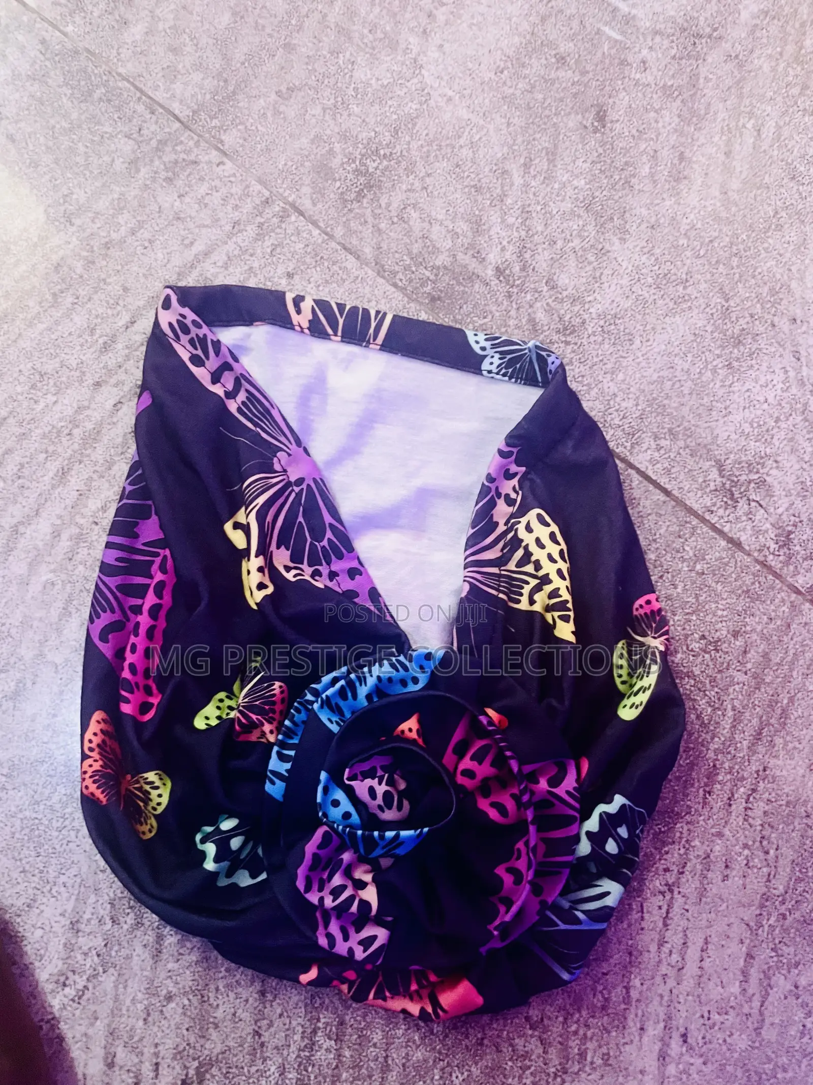 Women's Colorful Butterfly Print Flower Knot Headwrap