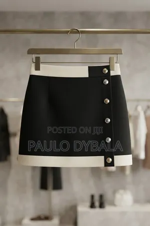 A Short Skirt Featuring a Color-Blocked Design