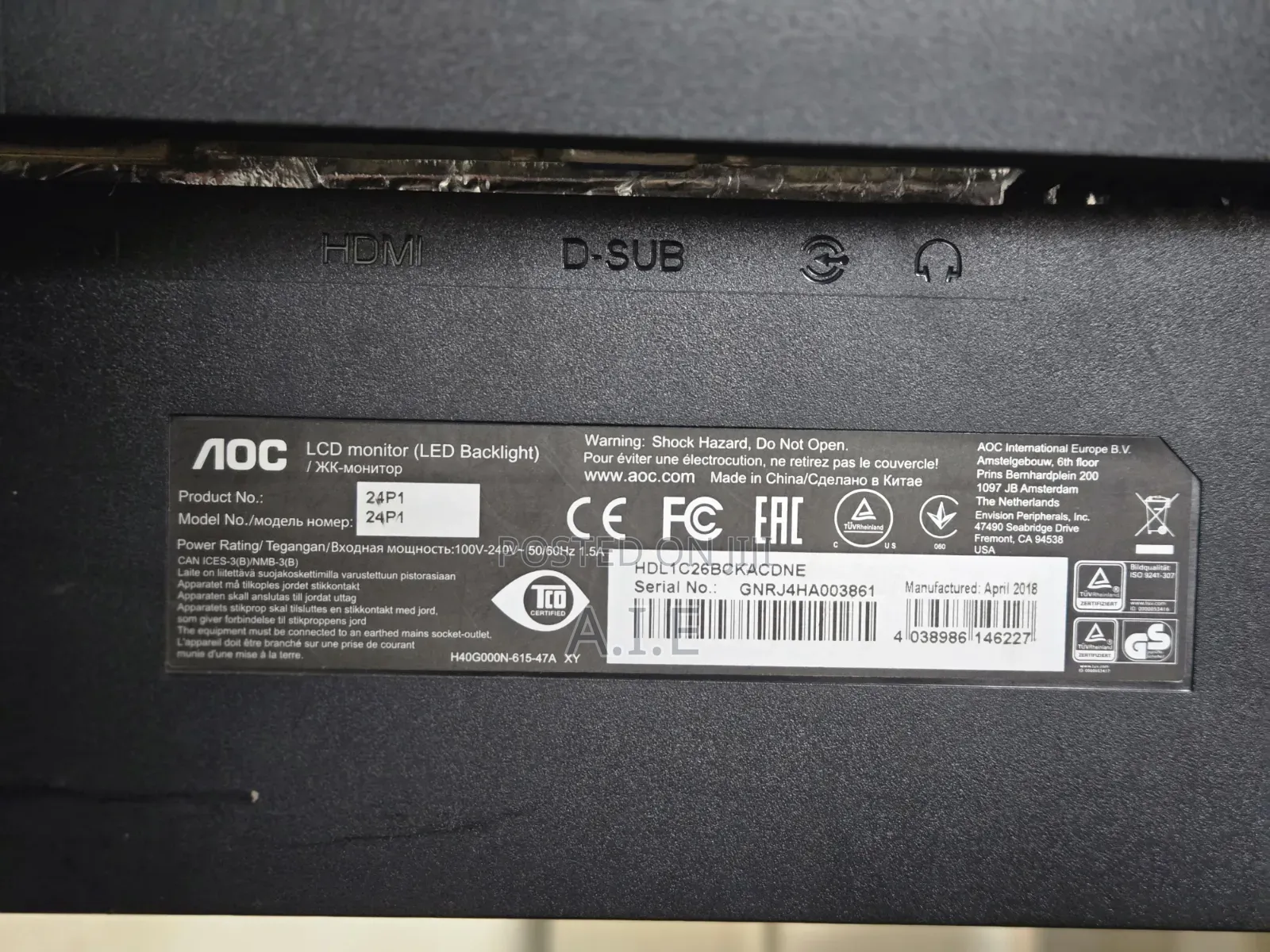 24 Inch AOC Ips Edgeless Monitor