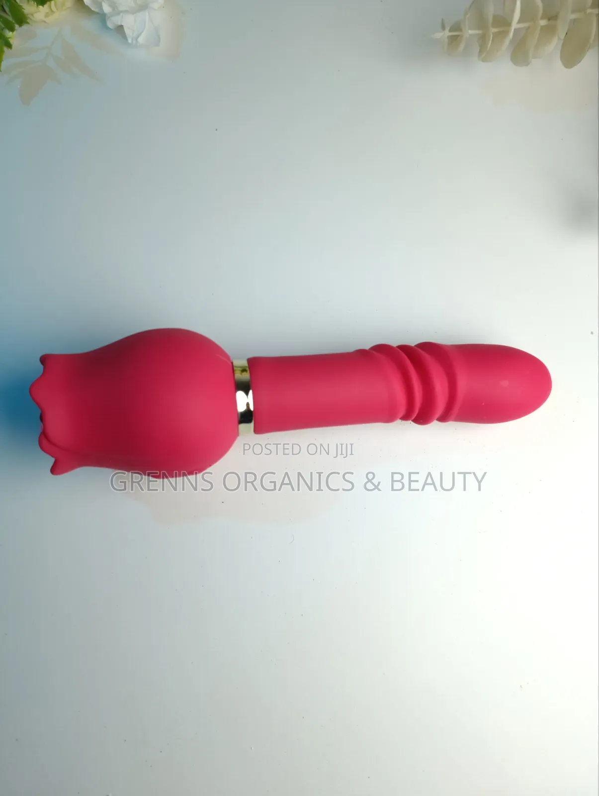 2in1 Rose Suction Telescopic Thrusting Dildo G-Spot USB Red