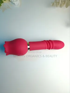 2in1 Rose Suction Telescopic Thrusting Dildo G-Spot USB Red