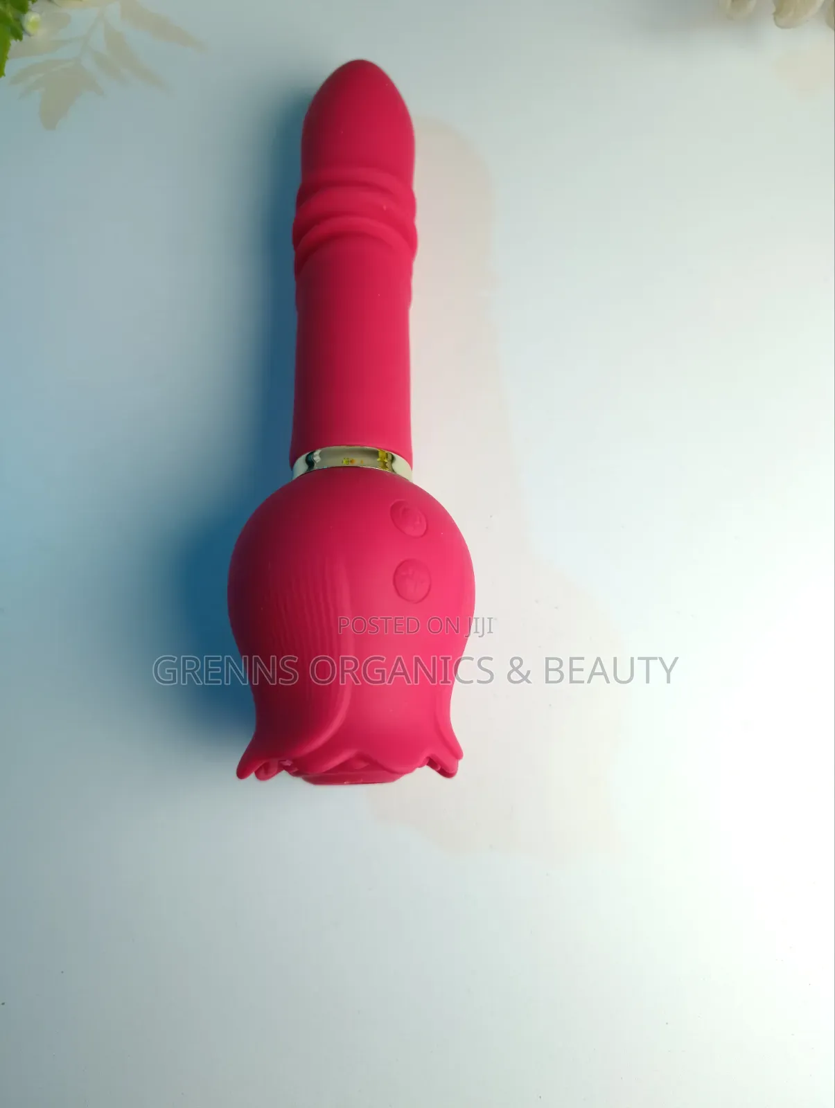 2in1 Rose Suction Telescopic Thrusting Dildo G-Spot USB Red