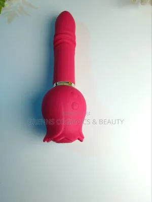 2in1 Rose Suction Telescopic Thrusting Dildo G-Spot USB Red