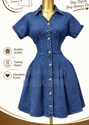 Stylish Women’s Denim Jeans Dress – Sizes Xl -XXL