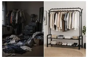Double Pole Metal Clothes Rack