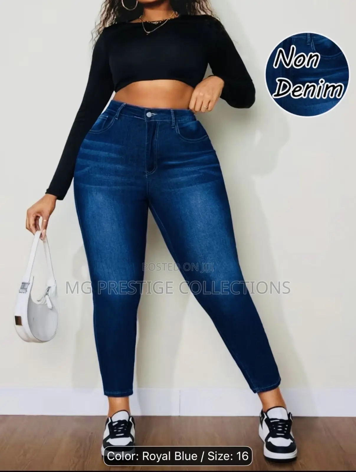 Women's High-Waist Non-Denim Stretch Jeggings – Royal Blue