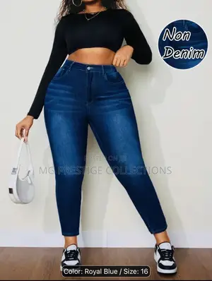 Women's High-Waist Non-Denim Stretch Jeggings – Royal Blue