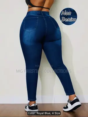 Women's High-Waist Non-Denim Stretch Jeggings – Royal Blue