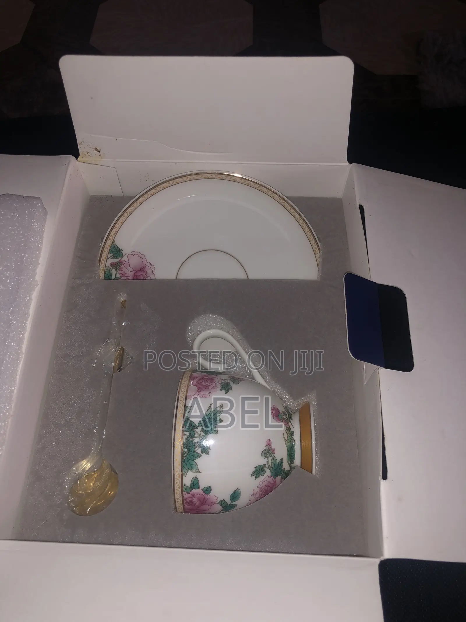 Ceramic Cup With Plate and Spoon in Box