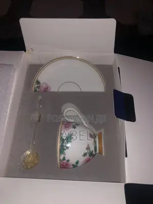 Ceramic Cup With Plate and Spoon in Box