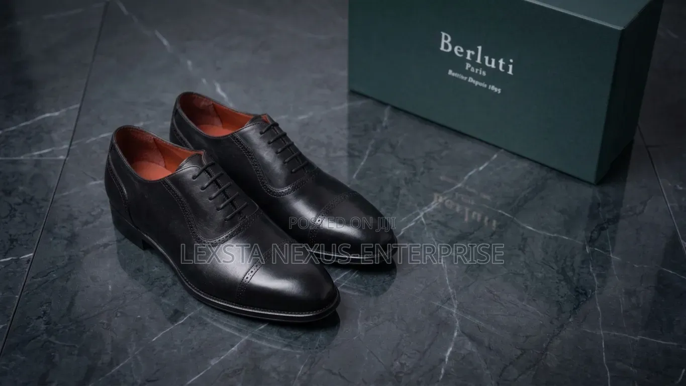 Berluti Black Captoe Oxford Shoe