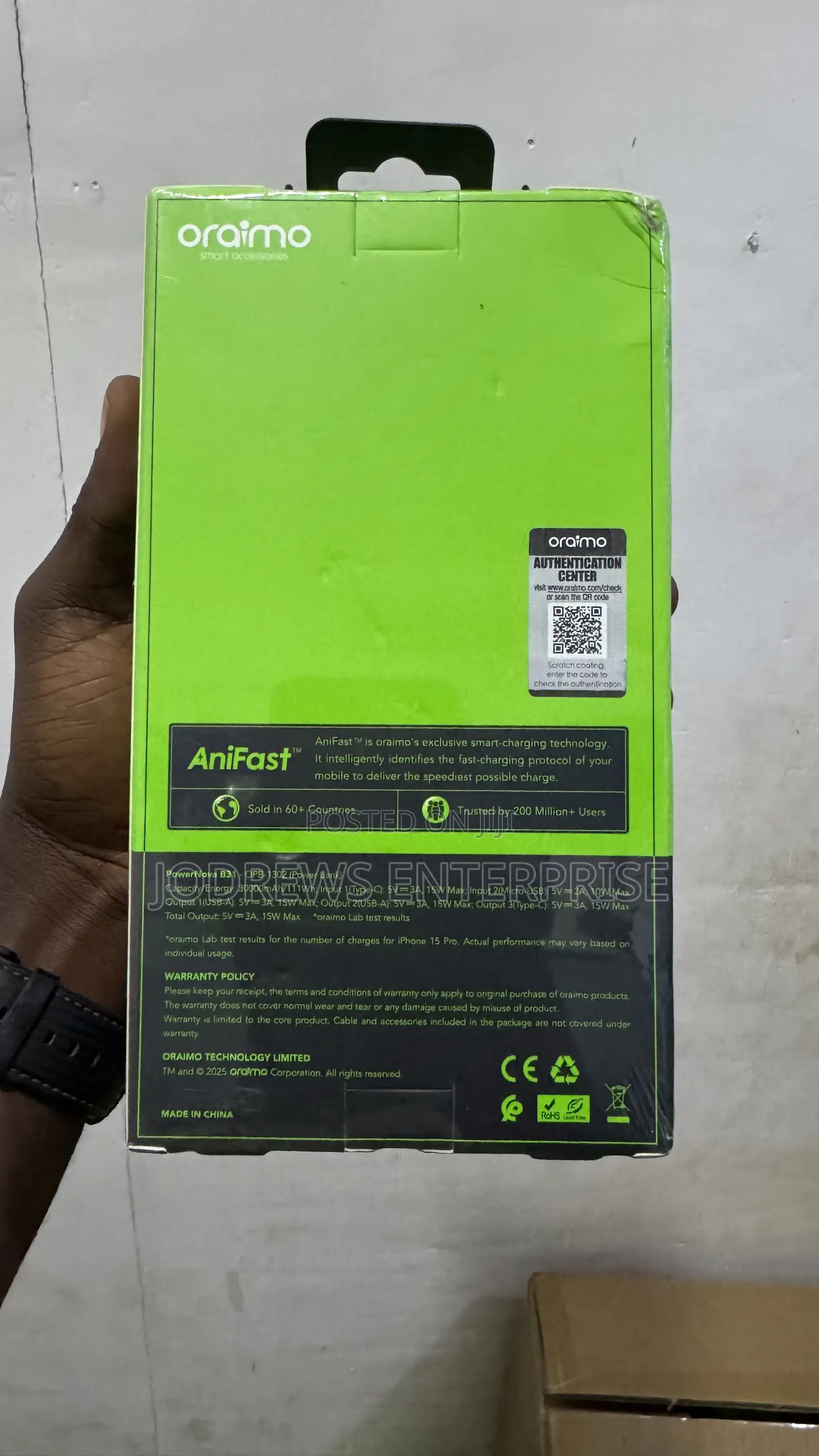 Oraimo PowerNova B31 15W 30000mAh, Power Bank With Emergency Light