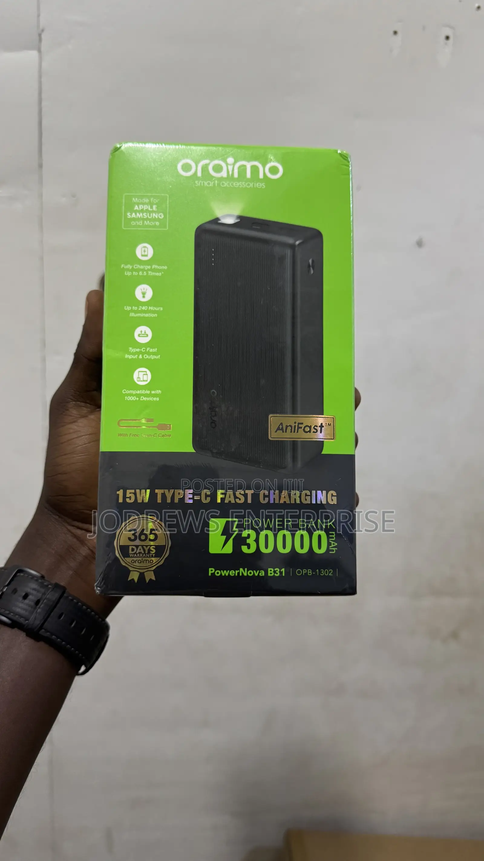 Oraimo PowerNova B31 15W 30000mAh, Power Bank With Emergency Light