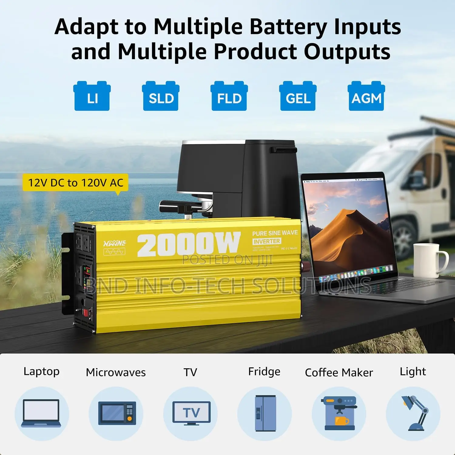 XWJNE Pure Sine Wave Inverter 2000Watt Inverter 12V DC to 110v/120v AC