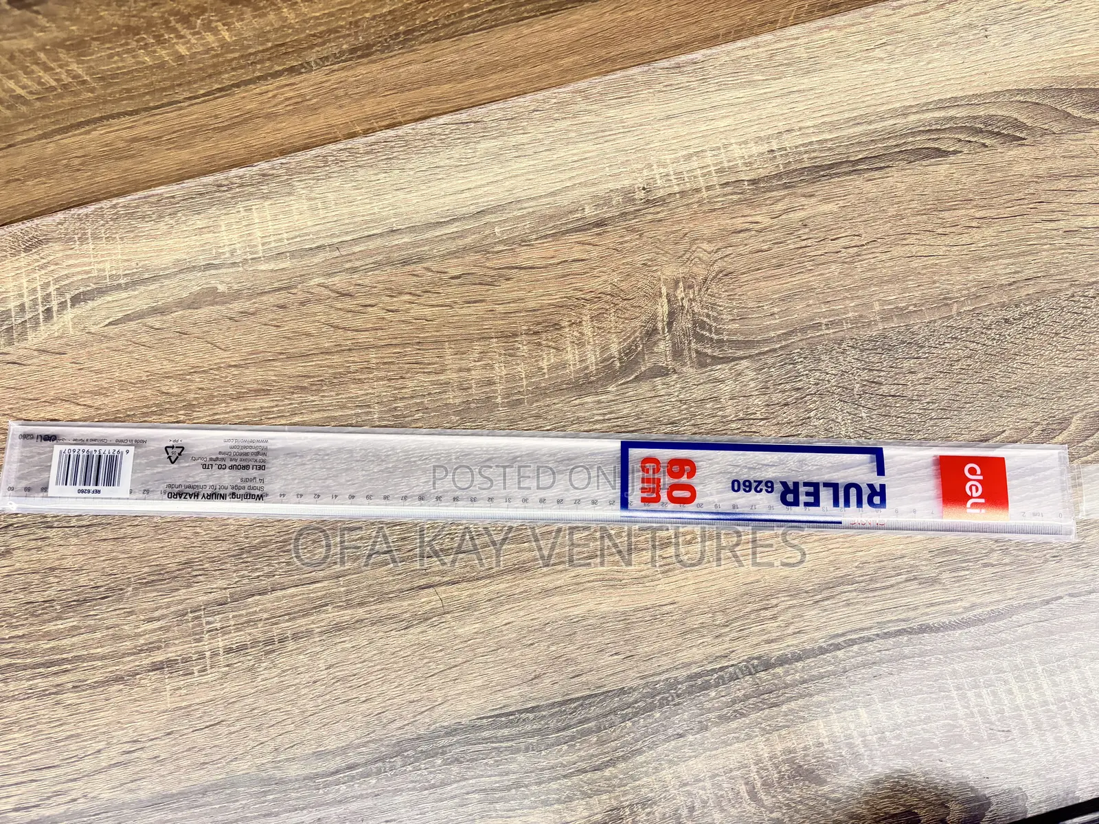 Deli 60cm Ruler for Measuring and Line Drawing