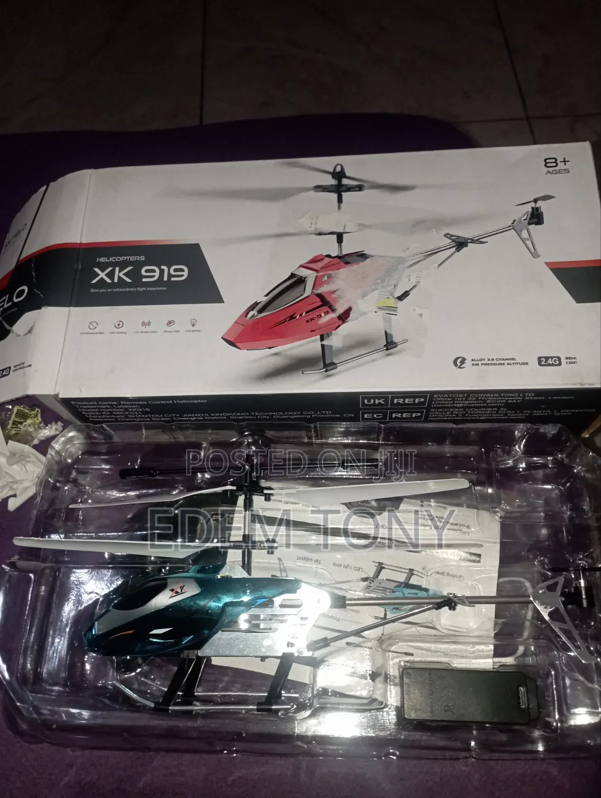 XK919 Alloy 3-Channel RC Helicopter - In Blue