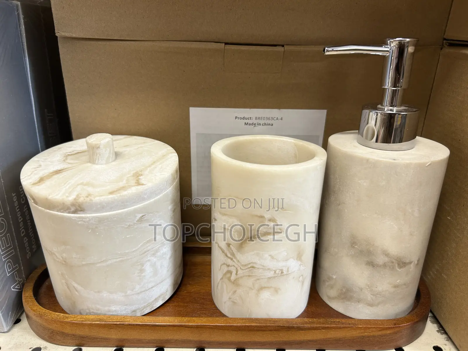 Luxury Marble Pattern Soap Dispenser Organizer Set With Lid