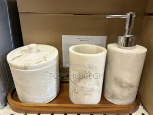Luxury Marble Pattern Soap Dispenser Organizer Set With Lid