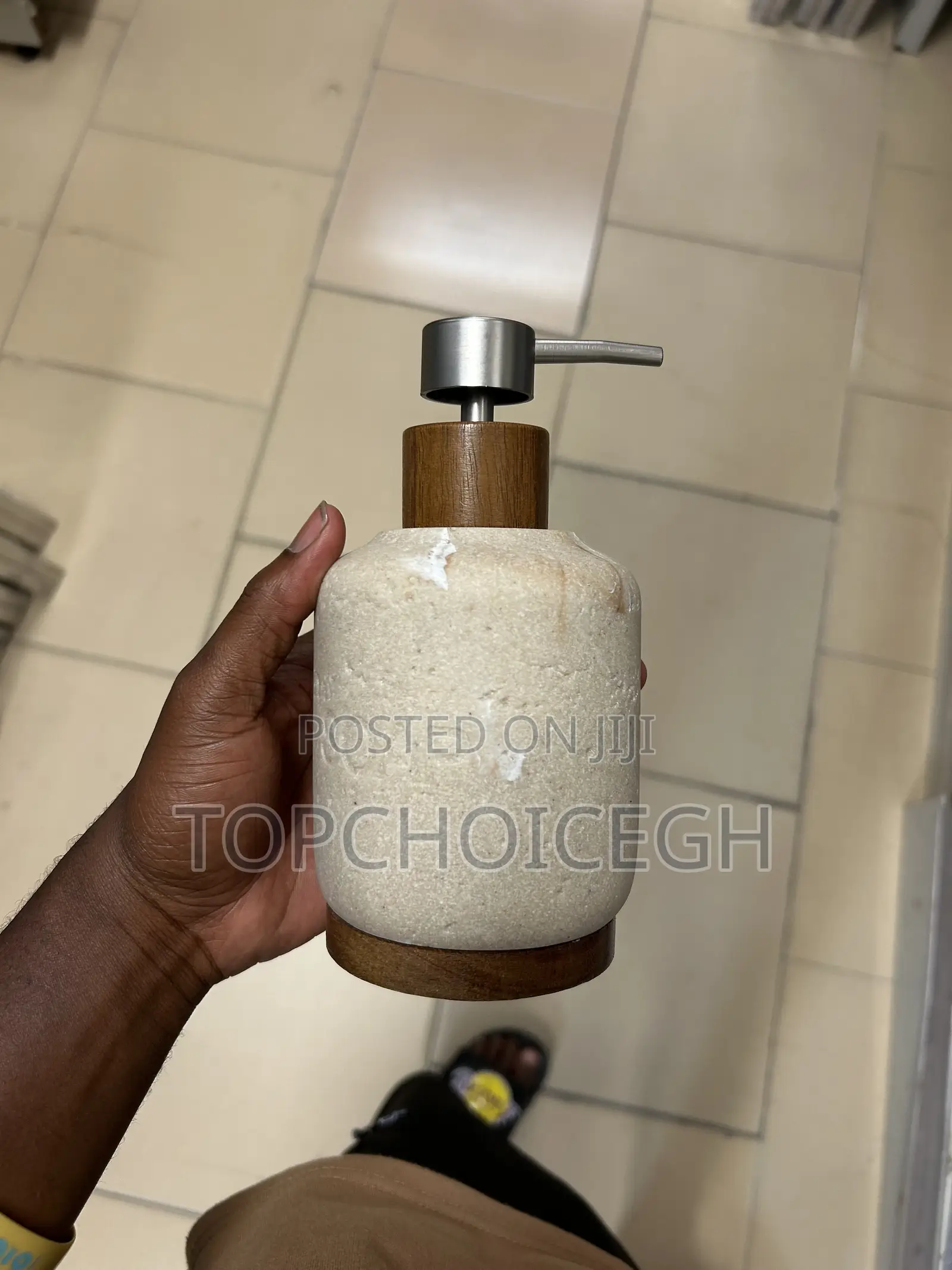 Natural Stone Soap Dispenser Soap Dish Set With Wood Base
