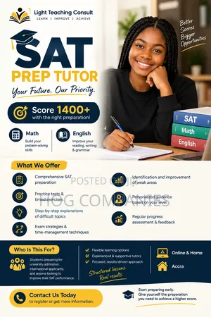 SAT Prep Tutor | Math English | Score 1400+ | Online Home | Accra