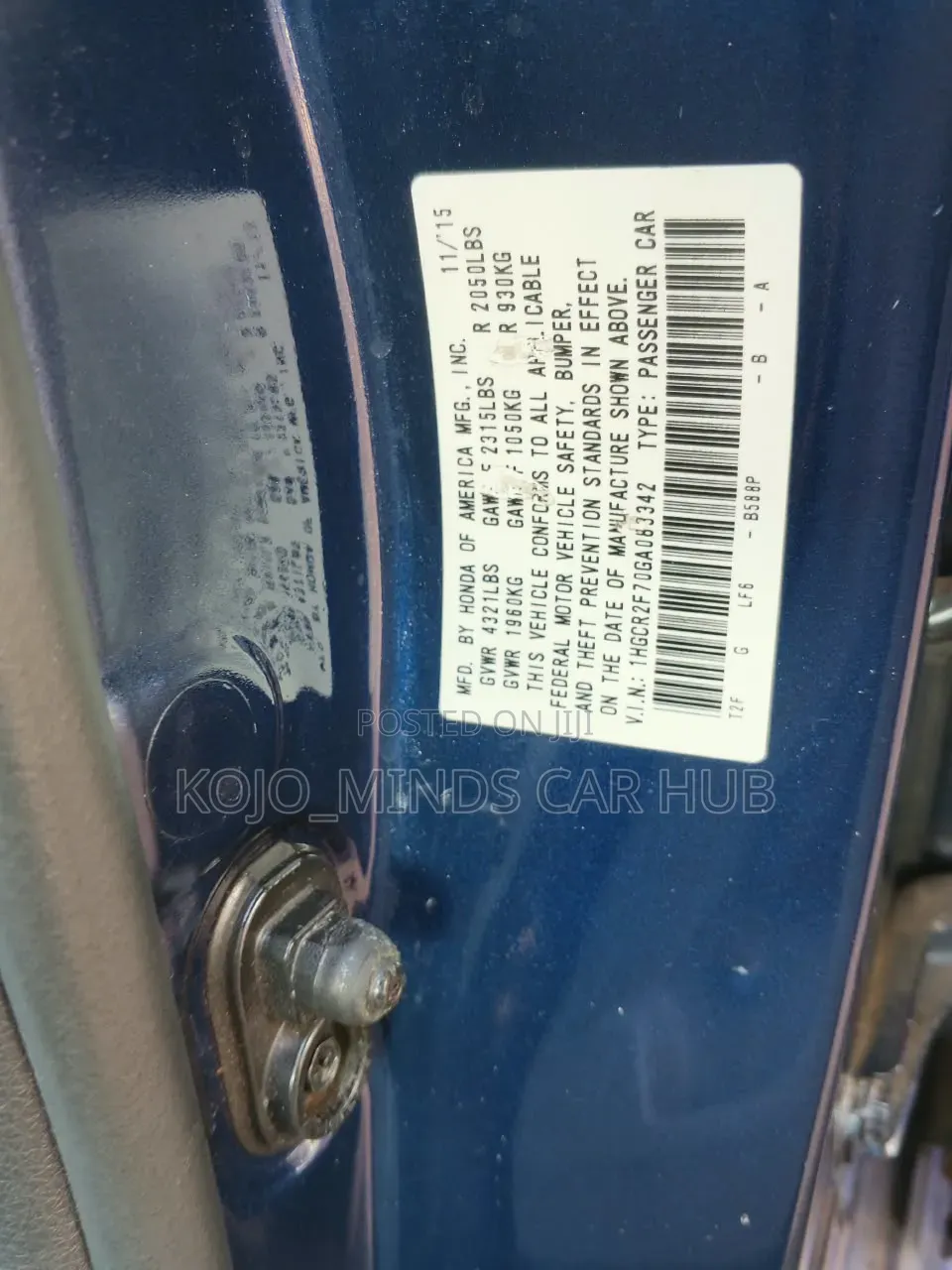 Honda Accord EX-L 4dr Sedan FWD (2.4L 4cyl 2A) 2016