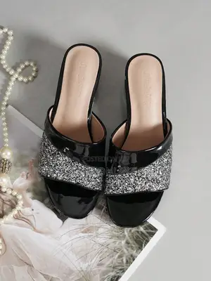 Women's Fashion Glitter Heels Sandals Slip-On
