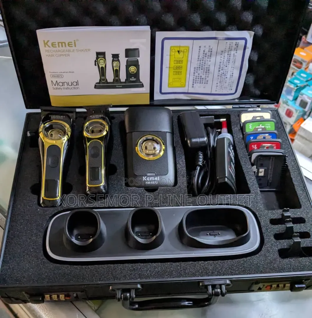 Kemei Max Km-8572 Pro Luxury KM2373 Clipper Box Cordless Trimmer 3in1