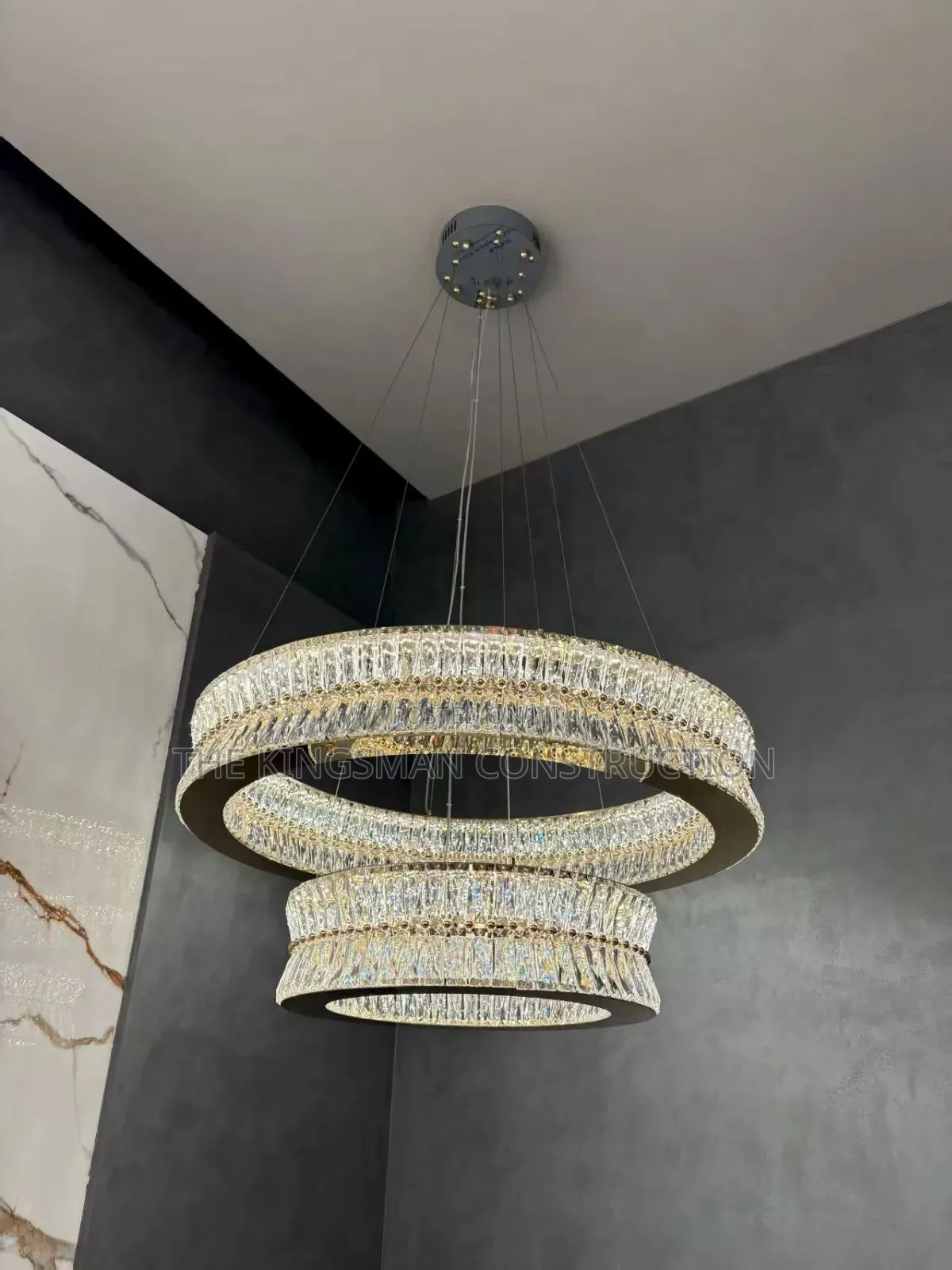 Two-Tier Crystal Gold Ceiling Chandelier Light Cb242 D500, 3 Colour