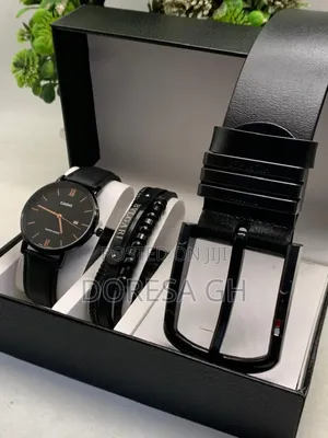 Men’s Watch,Bracelet Belt Gift Set for Him – 3-Piece Accessories Set