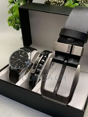 Men’s Watch,Bracelet Belt Gift Set for Him – 3-Piece Accessories Set