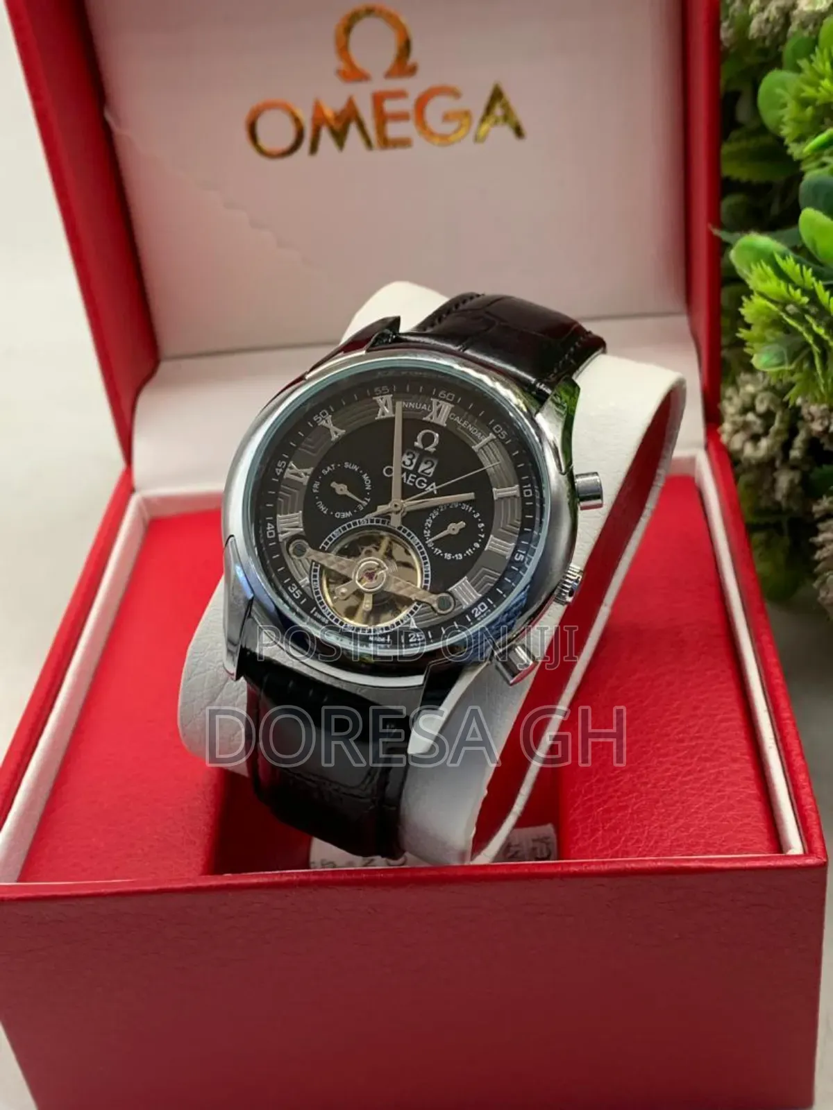 Omega Automatic Leather Watch for Men – Classic Mechanical Wristwatch