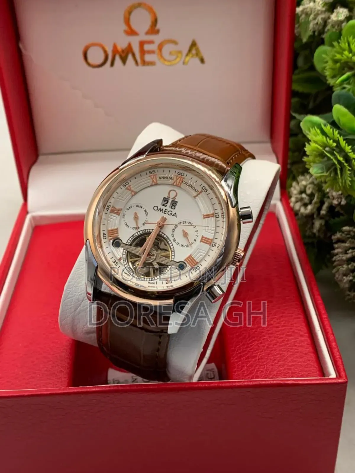 Omega Automatic Leather Watch for Men – Classic Mechanical Wristwatch