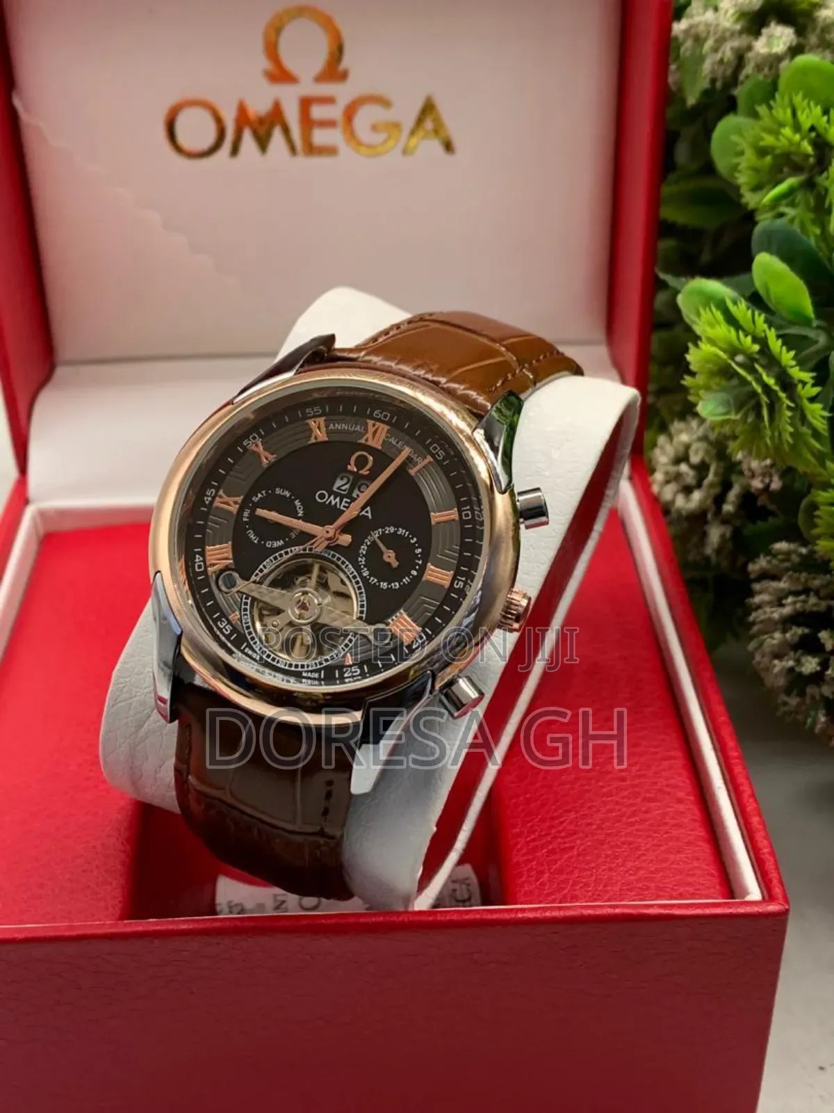 Omega Automatic Leather Watch for Men – Classic Mechanical Wristwatch